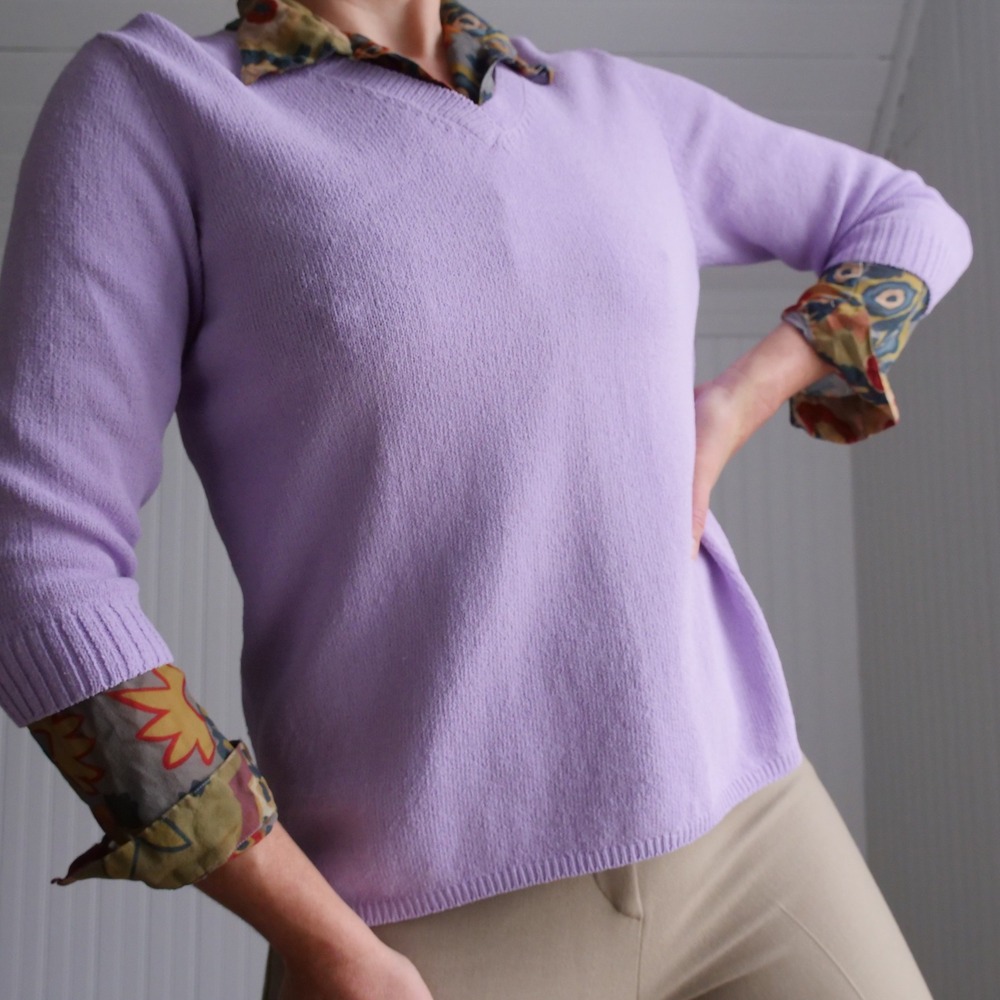 Great vintage 90s Duna hand loomed lilac knit top